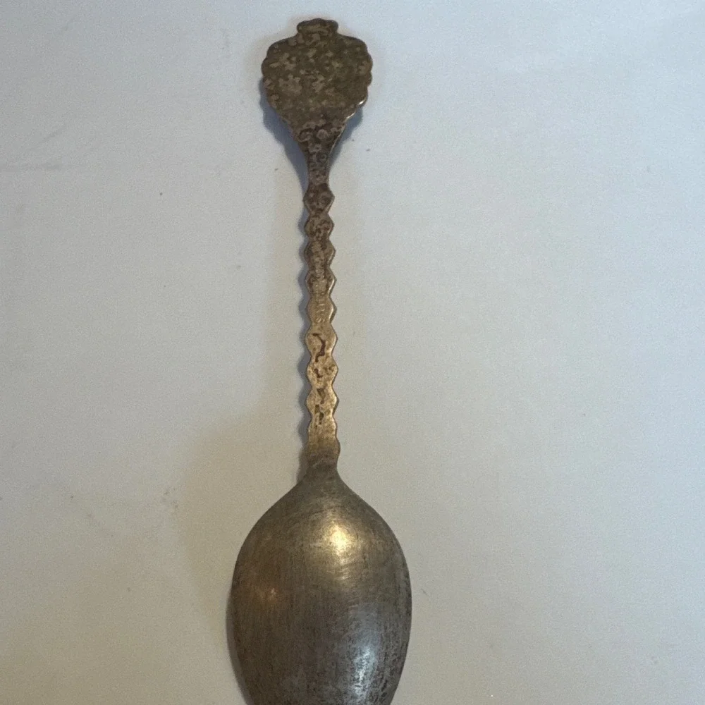 Vintage Danmark Denmark Souvenir Spoon Enamel Shield Coat‎ of Arms Silverplated